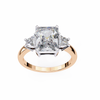 Rose Gold Radiant Cut Diamond Ring with Trillion Side Stones