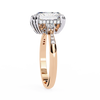 Rose Gold Radiant Cut Diamond Ring with Round Side Stones and Pavé Shoulders