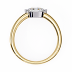 Yellow Gold Round Cut Diamond Solitaire Ring with East-West Two-Tone Setting
