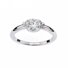 White Gold Round Cut Diamond Solitaire Ring with East-West Two-Prong Setting