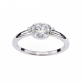 White Gold Round Cut Diamond Solitaire Ring with East-West Two-Prong Setting