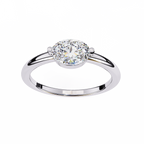 White Gold Round Cut Diamond Solitaire Ring with East-West Two-Prong Setting