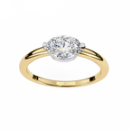 Yellow Gold Round Cut Diamond Solitaire Ring with East-West Two-Tone Setting