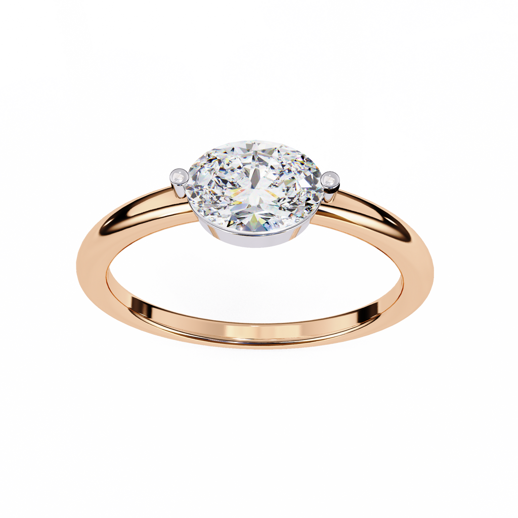 Rose Gold Round Cut Diamond Solitaire Ring with Two Prong Setting