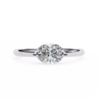 White Gold Round Cut Diamond Solitaire Ring with East-West Two-Prong Setting