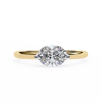 Yellow Gold Round Cut Diamond Solitaire Ring with East-West Two-Tone Setting
