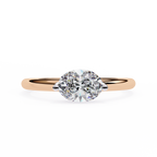 Rose Gold Round Cut Diamond Solitaire Ring with Two Prong Setting