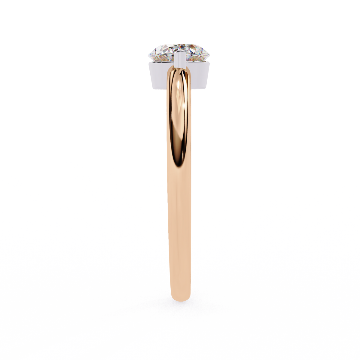 Rose Gold Round Cut Diamond Solitaire Ring with Two Prong Setting