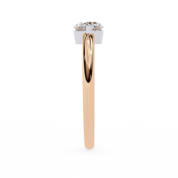 Rose Gold Round Cut Diamond Solitaire Ring with Two Prong Setting