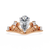 Rose Gold Pear Cut Diamond Crown Ring with Scrollwork and Beaded Band