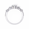 White Gold Pear Cut Diamond Vintage Crown Ring with Filigree Scrollwork