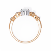 Rose Gold Pear Cut Diamond Crown Ring with Scrollwork and Beaded Band