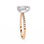 Rose Gold Pear Cut Diamond Ring with Pavé Band
