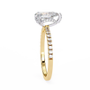 Yellow Gold Pear Cut Diamond Ring with Hidden Halo and Pavé Band