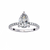 White Gold Pear Cut Diamond Ring with Hidden Halo and Pavé Shoulders