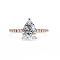 Rose Gold Pear Cut Diamond Ring with Pavé Band