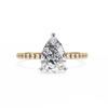 Yellow Gold Pear Cut Diamond Ring with Hidden Halo and Pavé Band