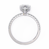 White Gold Pear Cut Diamond Ring with Hidden Halo and Pavé Shoulders