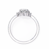 White Gold Pear Cut Diamond Ring with Marquise Half-Crown and Pavé Shoulders