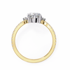 Yellow Gold Pear Cut Diamond Ring with Marquise Half-Crown and Pavé Band