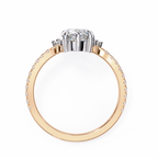 Rose Gold Pear Cut Diamond Ring with Marquise Crown and Pavé Band