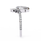 White Gold Pear Cut Diamond Ring with Marquise Half-Crown and Pavé Shoulders