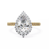 Yellow Gold Pear Cut Diamond Halo Ring with Pavé Band