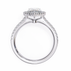 White Gold Pear Cut Diamond Halo Ring with Pavé Shoulders