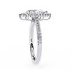 White Gold Pear Cut Diamond Halo Ring with Pavé Shoulders