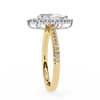 Yellow Gold Pear Cut Diamond Halo Ring with Pavé Band