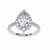 White Gold Pear Cut Diamond Halo Ring with Pavé Shoulders