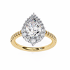 Yellow Gold Pear Cut Diamond Halo Ring with Pavé Band