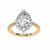 Yellow Gold Pear Cut Diamond Halo Ring with Pavé Band