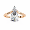 Rose Gold Pear Cut Diamond Ring with Chevron Band and Accent Cluster