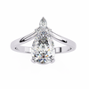 White Gold Pear Cut Diamond Ring with Marquise and Round Crown Accent
