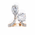 Rose Gold Pear and Round Cut Diamond Toi et Moi Ring with Pavé Band