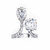 White Gold Pear and Round Cut Diamond Toi et Moi Ring with Pavé Band