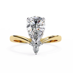 Yellow Gold Pear Cut Diamond Ring with Marquise and Round Crown Accent