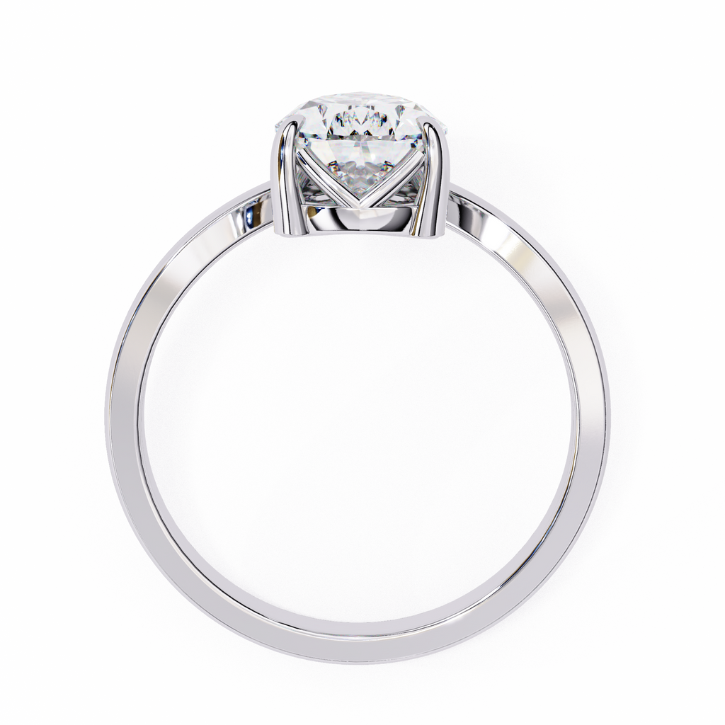 White Gold Pear Cut Diamond Ring with Marquise and Round Crown Accent