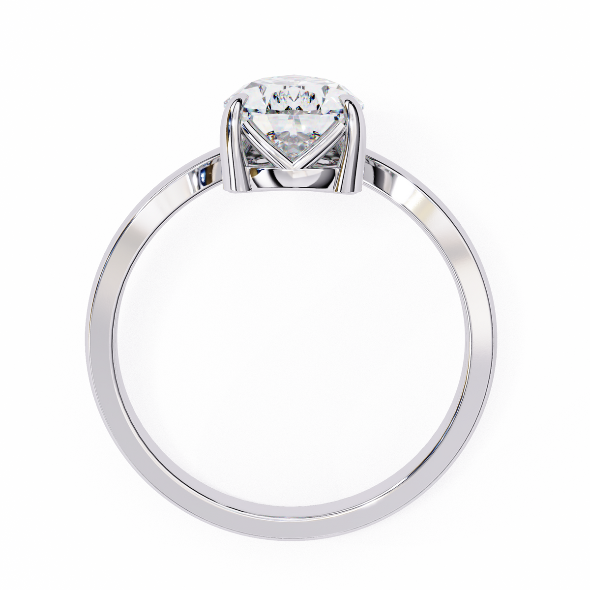 White Gold Pear Cut Diamond Ring with Marquise and Round Crown Accent