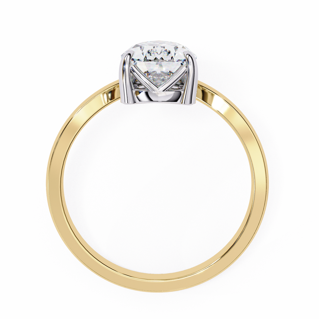 Yellow Gold Pear Cut Diamond Ring with Marquise and Round Crown Accent