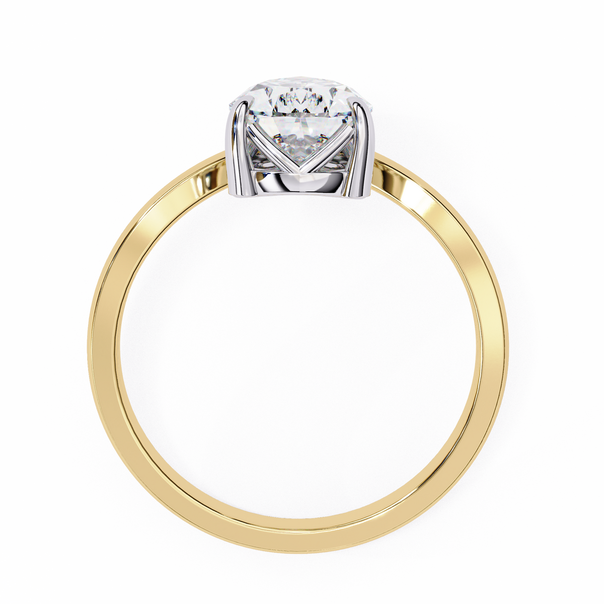 Yellow Gold Pear Cut Diamond Ring with Marquise and Round Crown Accent