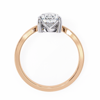 Rose Gold Pear Cut Diamond Ring with Chevron Band and Accent Cluster