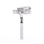 White Gold Pear Cut Diamond Ring with Marquise and Round Crown Accent