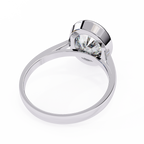 White Gold Oval Cut Diamond Solitaire Ring with Full Bezel Setting and Plain Tapered Band