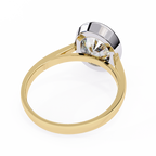 Yellow Gold Oval Cut Diamond Solitaire Ring with Two-Tone Bezel Setting