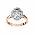 Rose Gold Oval Cut Diamond Solitaire Ring with Full Bezel Setting