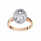Rose Gold Oval Cut Diamond Solitaire Ring with Full Bezel Setting