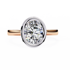 Rose Gold Oval Cut Diamond Solitaire Ring with Full Bezel Setting