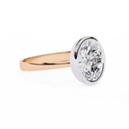Rose Gold Oval Cut Diamond Solitaire Ring with Full Bezel Setting